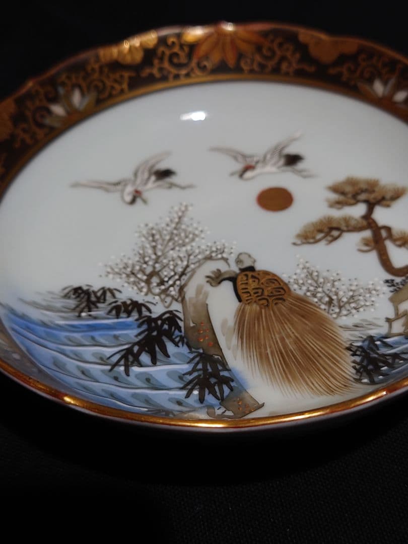 【九谷焼　島崎玉香　朝日製】 小皿