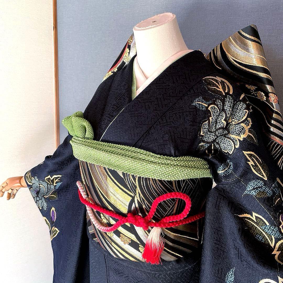 振袖フルセット　高身長　紋意匠に絞り　手描き友禅　成人式振袖　振袖