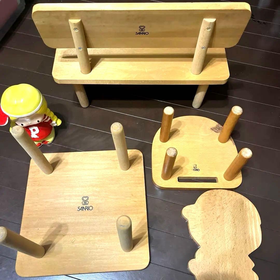 サンリオレトロ パティ&ジミー 木製 チェアー テーブル 貯金箱