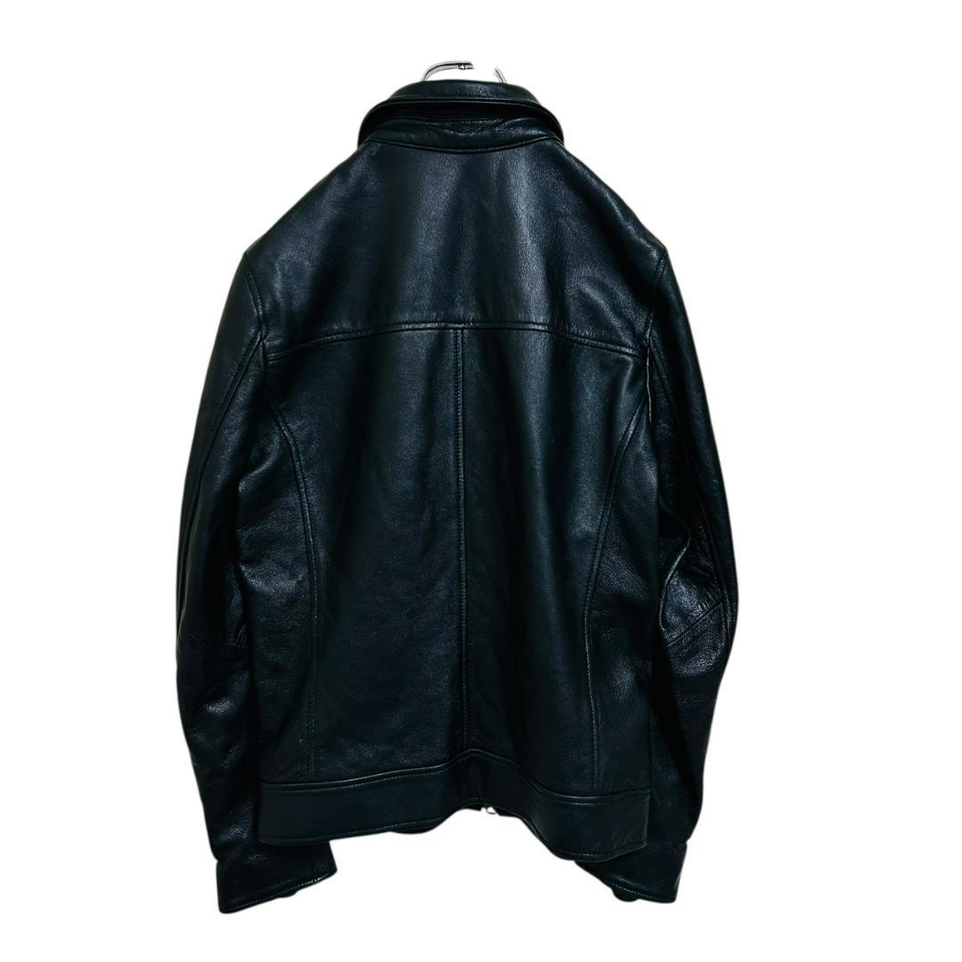 美品 ナノユニバース 羊革 シングルライダースジャケット 黒 柔らかラムレザー