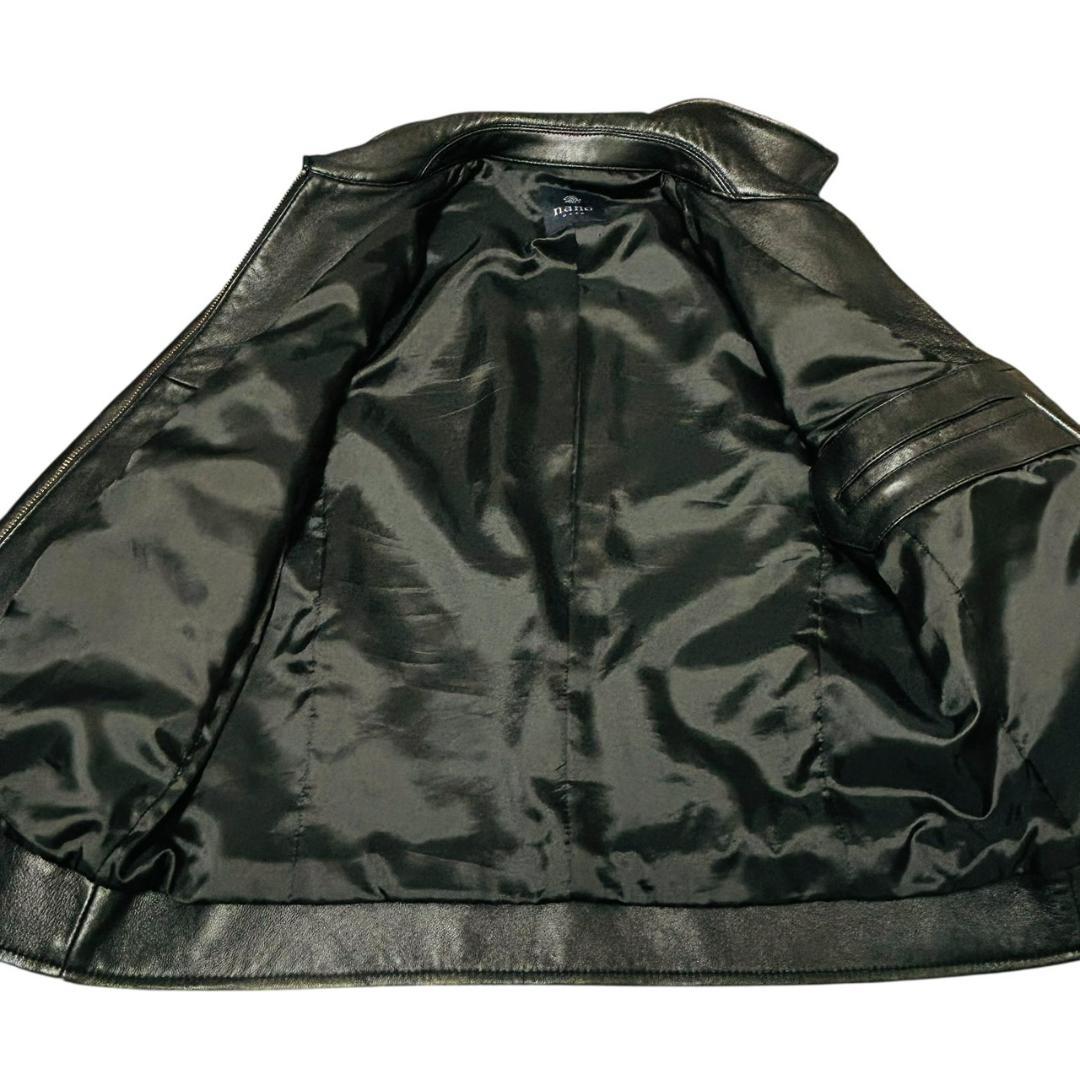 美品 ナノユニバース 羊革 シングルライダースジャケット 黒 柔らかラムレザー