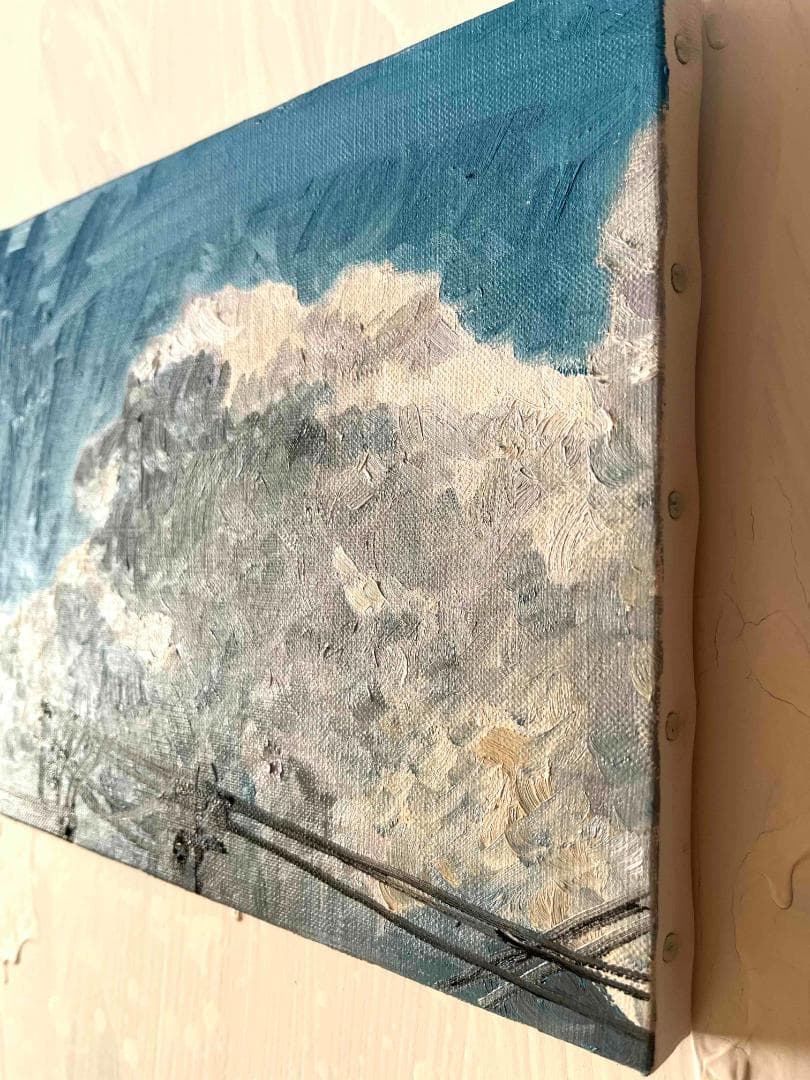 油彩画　原画「近所の風景　その2」アート　絵画 22×27㎝ F3　キャンバス