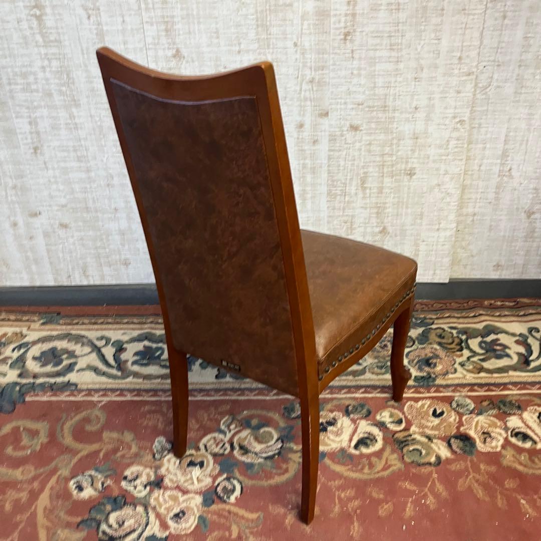 ⑧北欧レトロ マルニ木工 木製椅子 鋲打ちダイニングチェア ロビーチェア 古家具