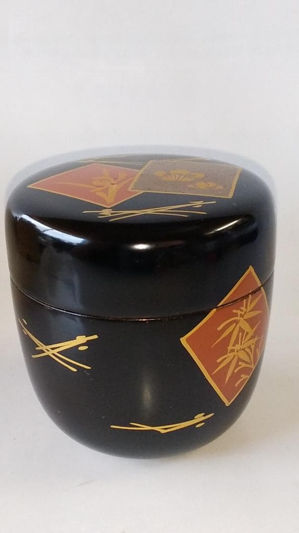 越前蒔絵師 宮田宗景 作 色紙蒔絵 中棗 共箱 漆器 漆芸 茶道具 新品 未使用