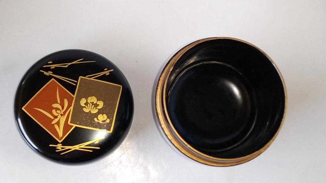 越前蒔絵師 宮田宗景 作 色紙蒔絵 中棗 共箱 漆器 漆芸 茶道具 新品 未使用