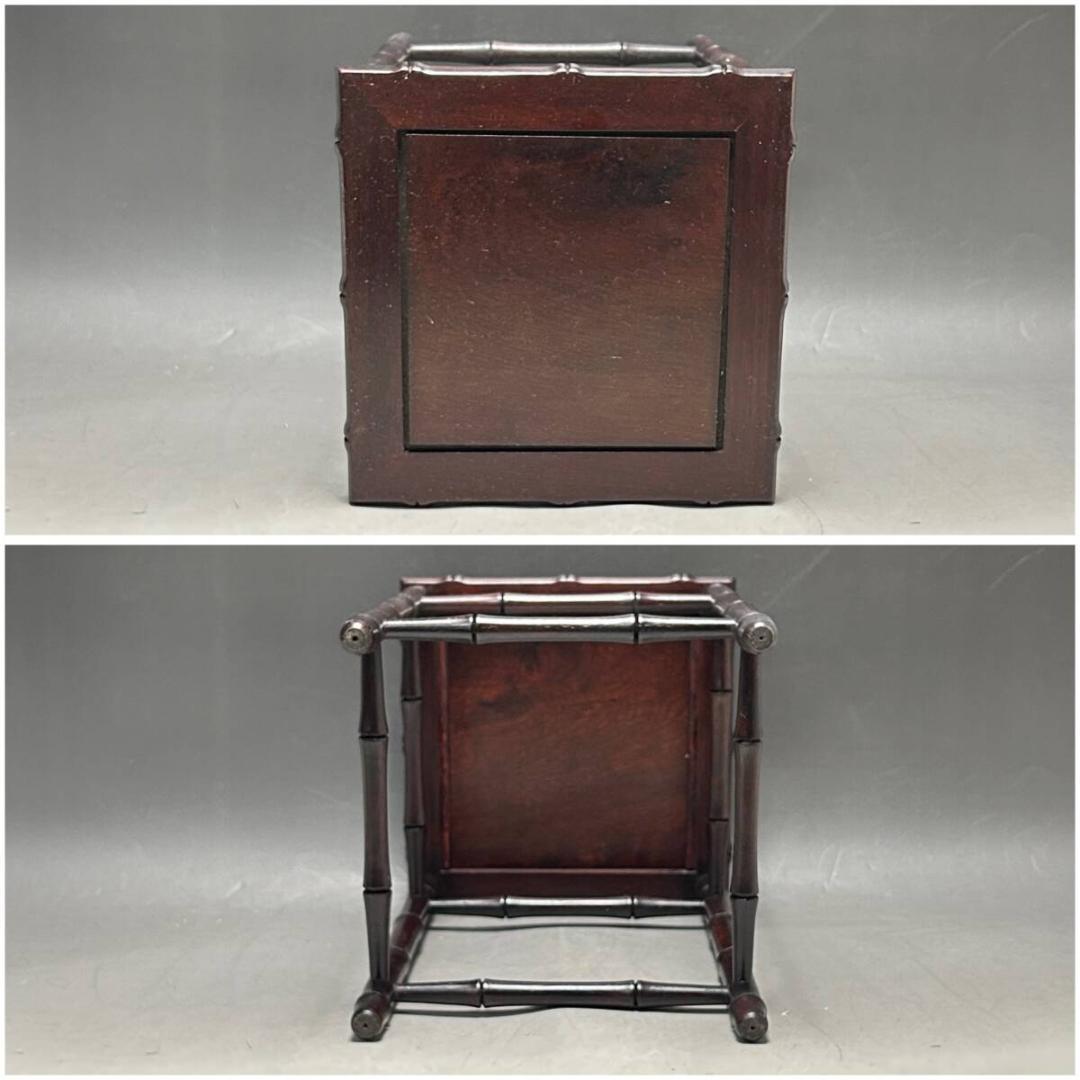 中国美術 唐物 紫檀 唐木 竹節 花台 二点 香炉台　中卓　飾り台 香卓