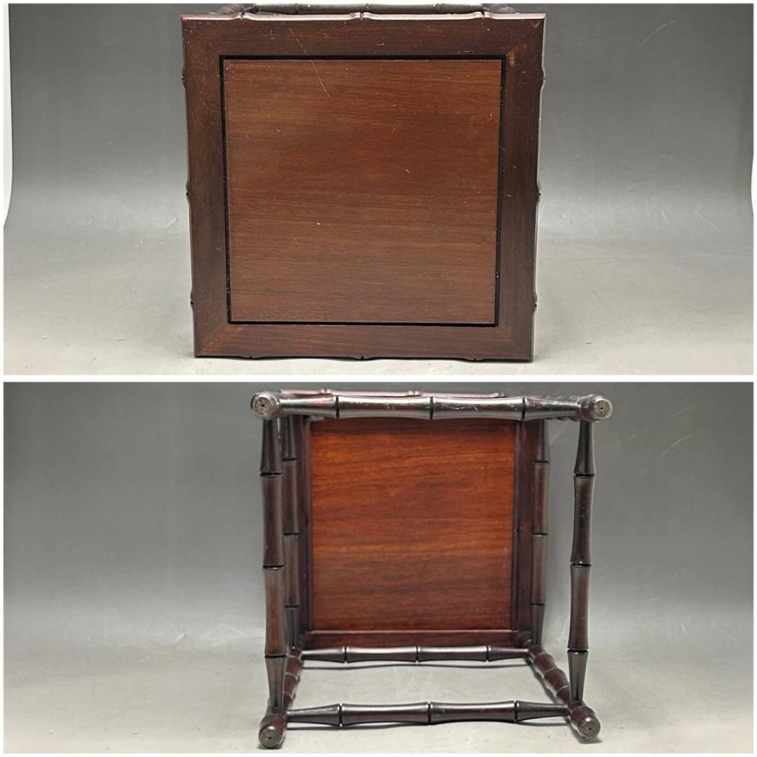 中国美術 唐物 紫檀 唐木 竹節 花台 二点 香炉台　中卓　飾り台 香卓