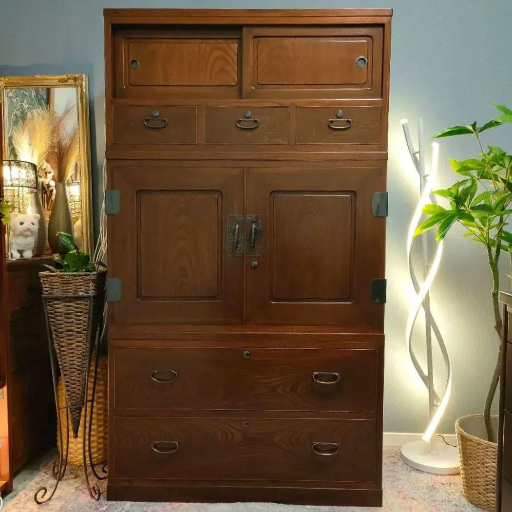 昭和レトロ ヴィンテージ和箪笥 時代家具 鍵2本付き