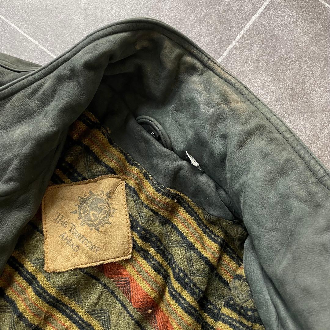 90s vintage 本革 レザージャケット スタンドカラー 2重襟 切替