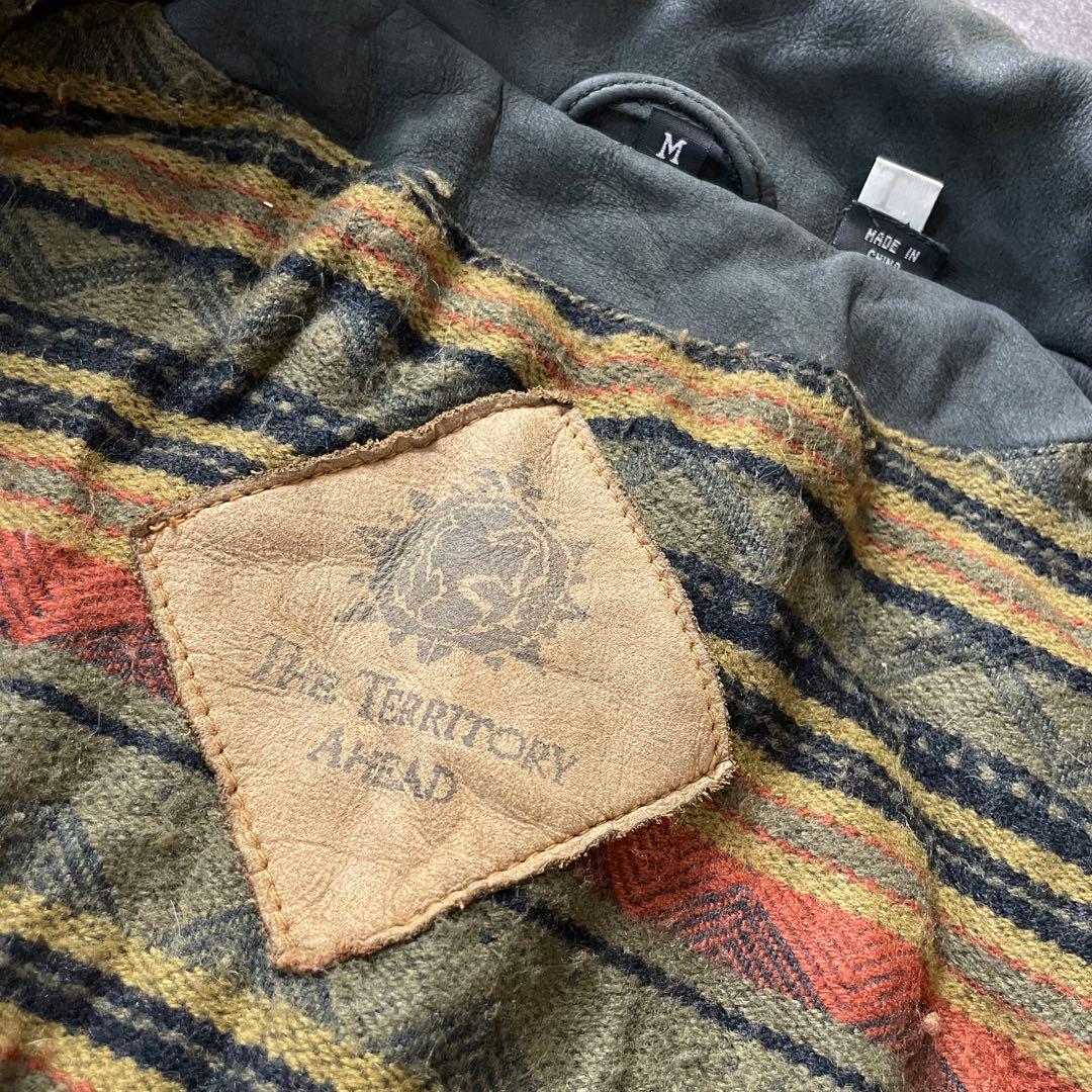 90s vintage 本革 レザージャケット スタンドカラー 2重襟 切替