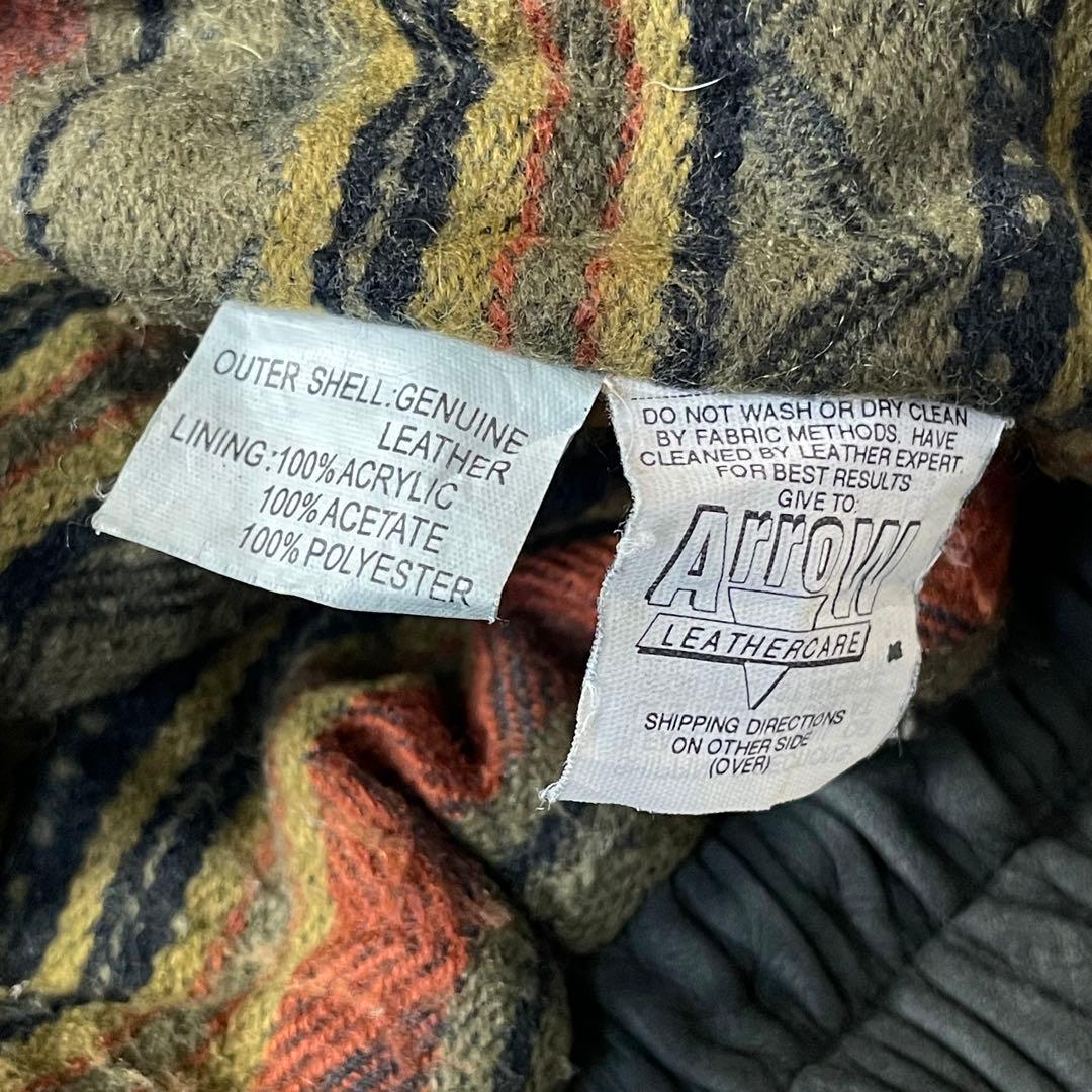 90s vintage 本革 レザージャケット スタンドカラー 2重襟 切替