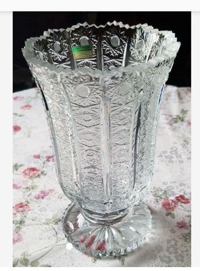 ブランドVITRONハンドカットのクリスタルフラワーガラスフラワーベース