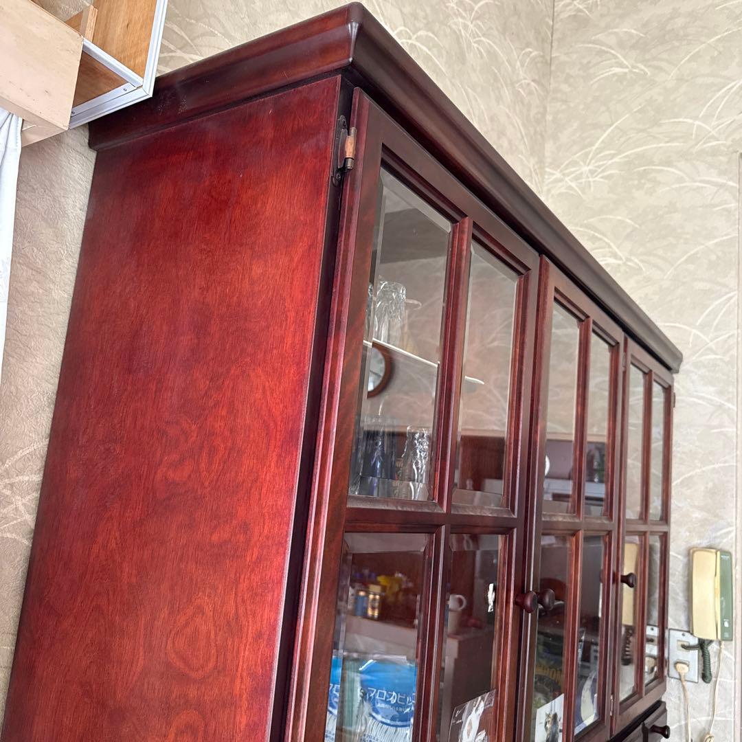 木製ガラス扉キャビネット 大型＊アンティーク