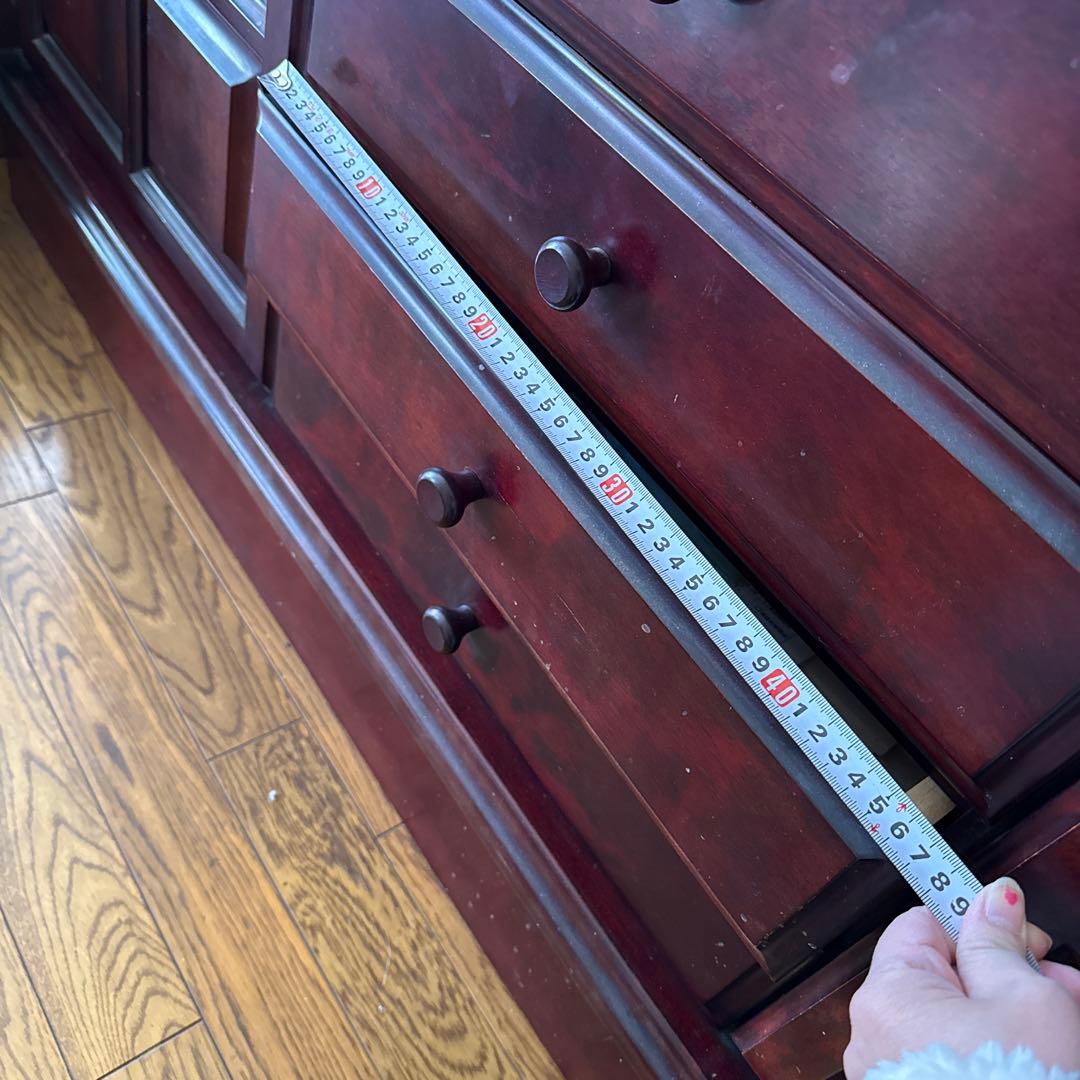 木製ガラス扉キャビネット 大型＊アンティーク