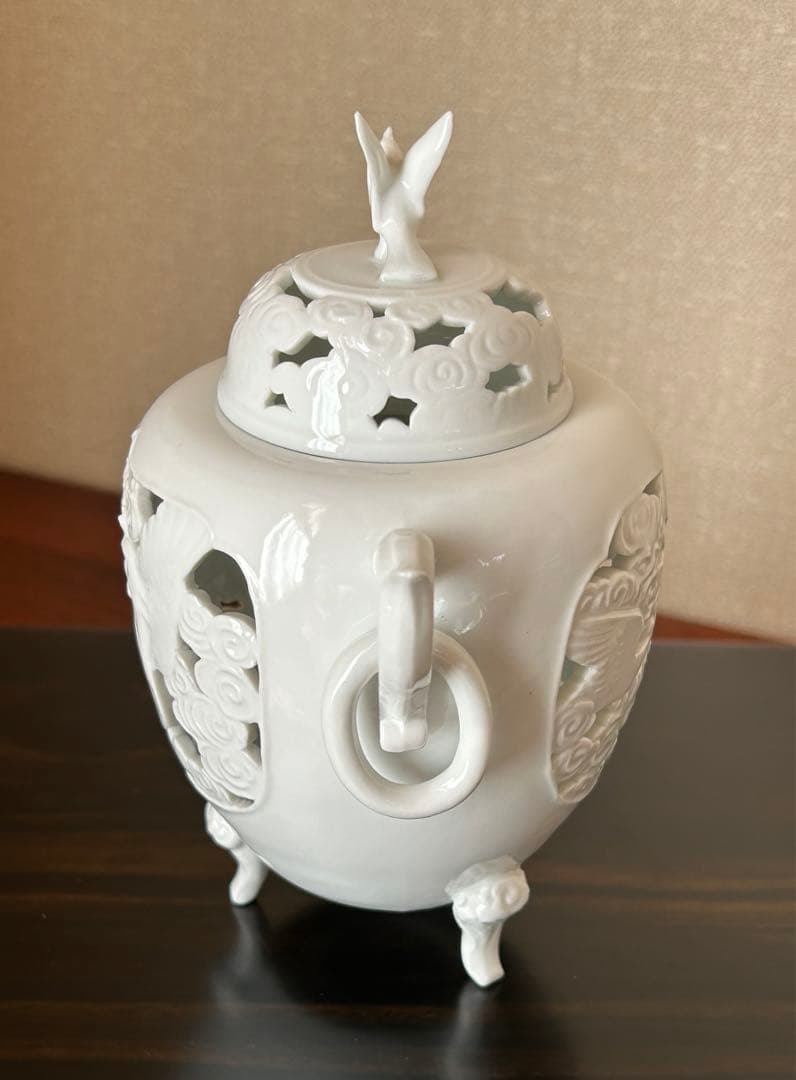 白磁透かし香炉　一壺　三脚　茶道具　箱無し
