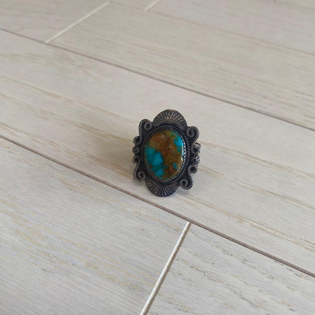 ヴィンテージ ターコイズ シルバーリング 16号　一点物