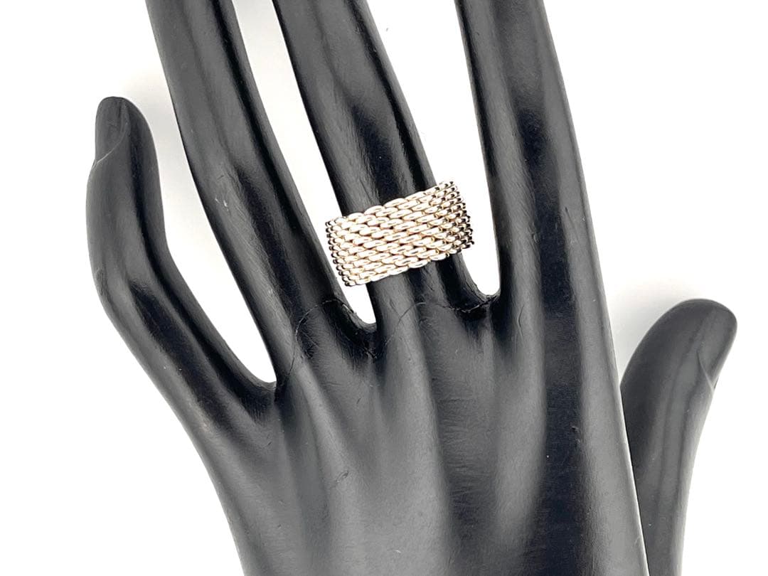 c921 オールド　ティファニー　サマセット　メッシュ　リング　925 約9号