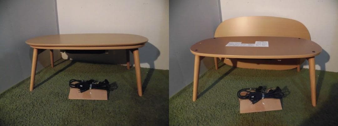 送料無料】オールシーズン折れ脚こたつ楕円テーブル★カルミナ★ライトナチュラル