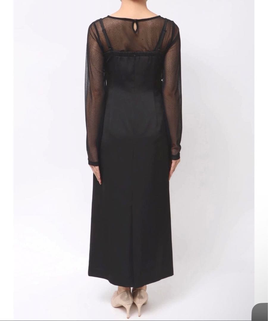 LAGUNAMOON シアートップス付 フリルキャミドレス M ブラック