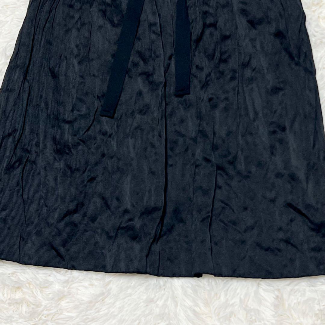 美麗品✨プラダ テスート ナイロン プリーツ スカート ブラック リボン シルク