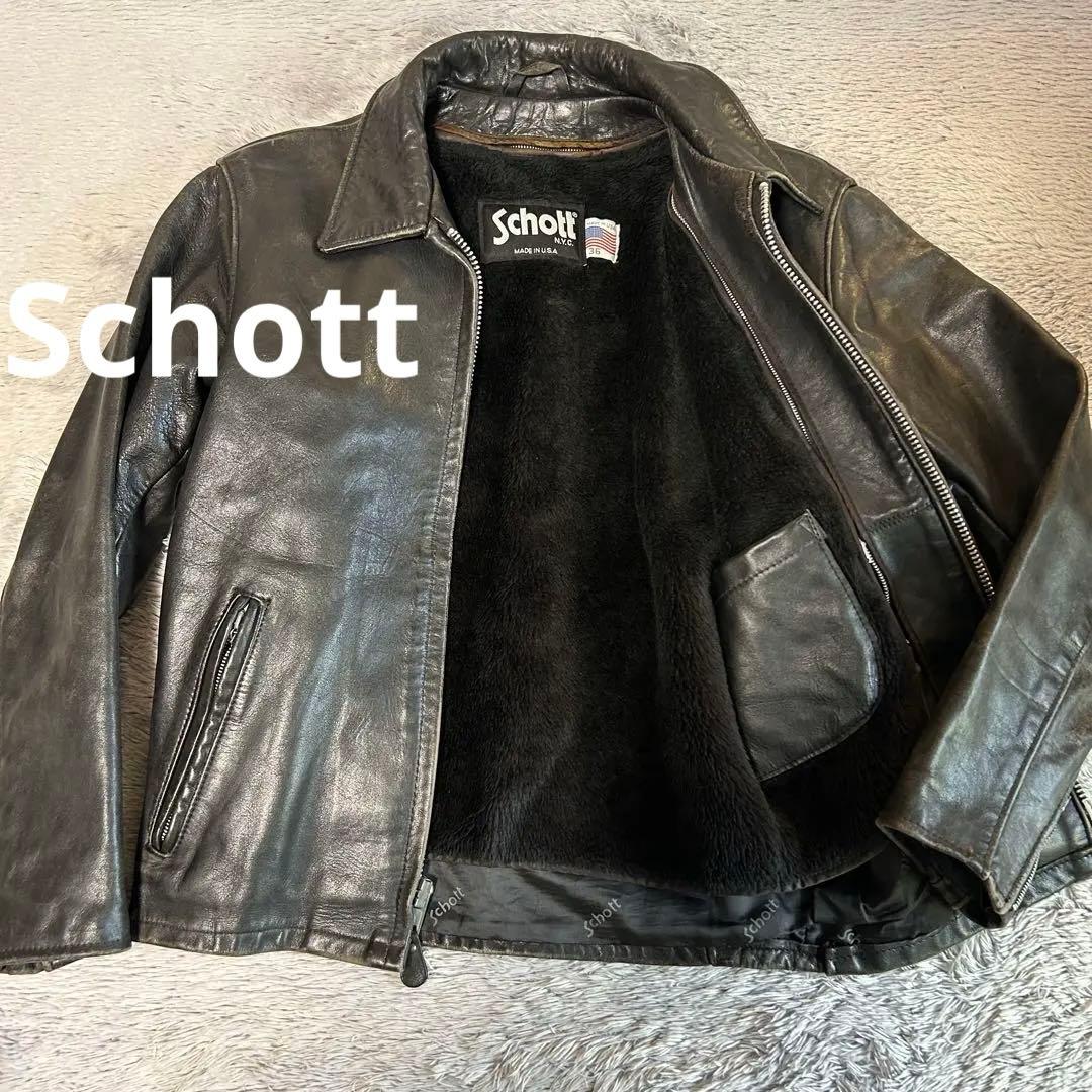 Schott ショットレザージャケット ライナー付き　シングルライダース　36㌅