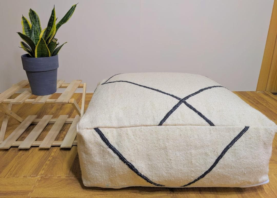 王道のモロッコ キリムベニワレンプフ-No9　ベーシック黒ダイヤ柄