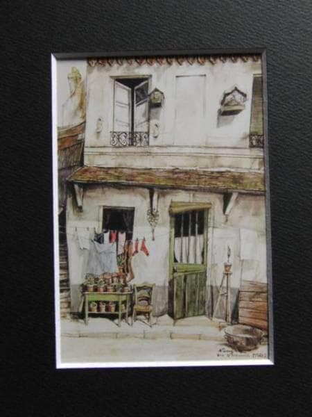 藤田嗣治、【パリのアルソンヴァル通り】、希少画集画、新品高級額・額装付