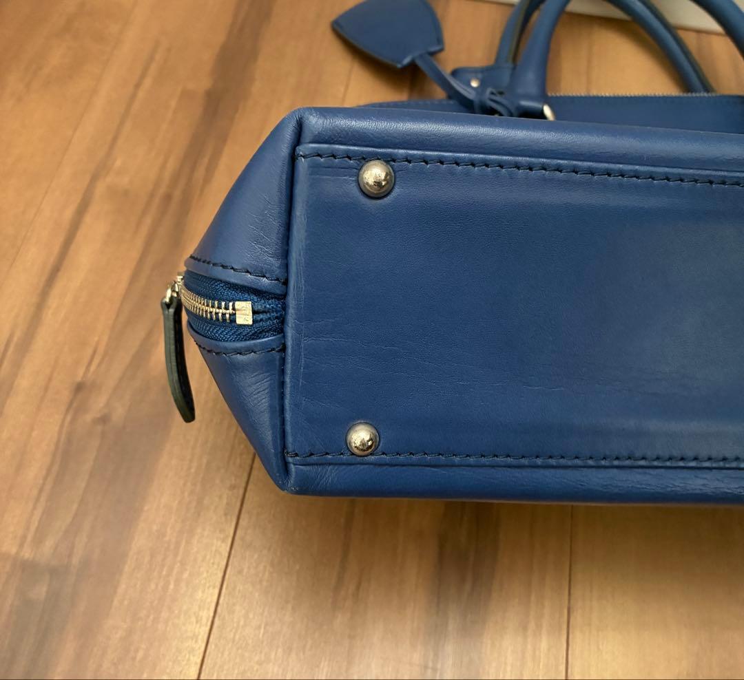 美品　DEUX MONCX ビジネスバッグ 2way レザー ブルー