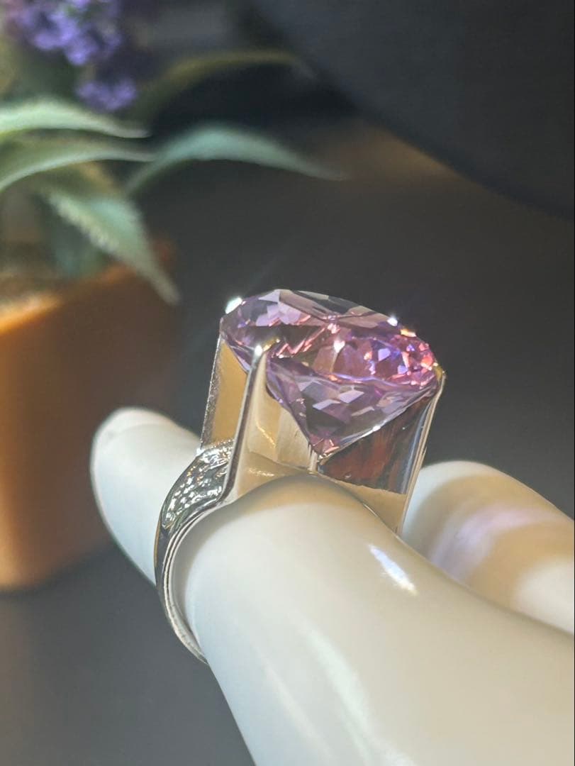 コ*ン様 天然石アメシスト特大リング13号限定サイズ