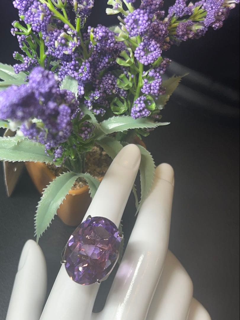 コ*ン様 天然石アメシスト特大リング13号限定サイズ