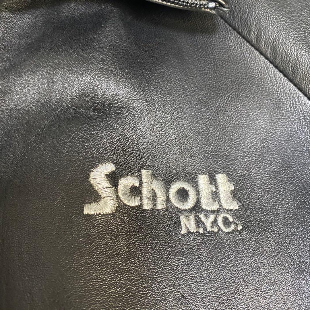 【美品】ショット　トラッカージャケット　M相当　ブラック　レザー　シープスキン