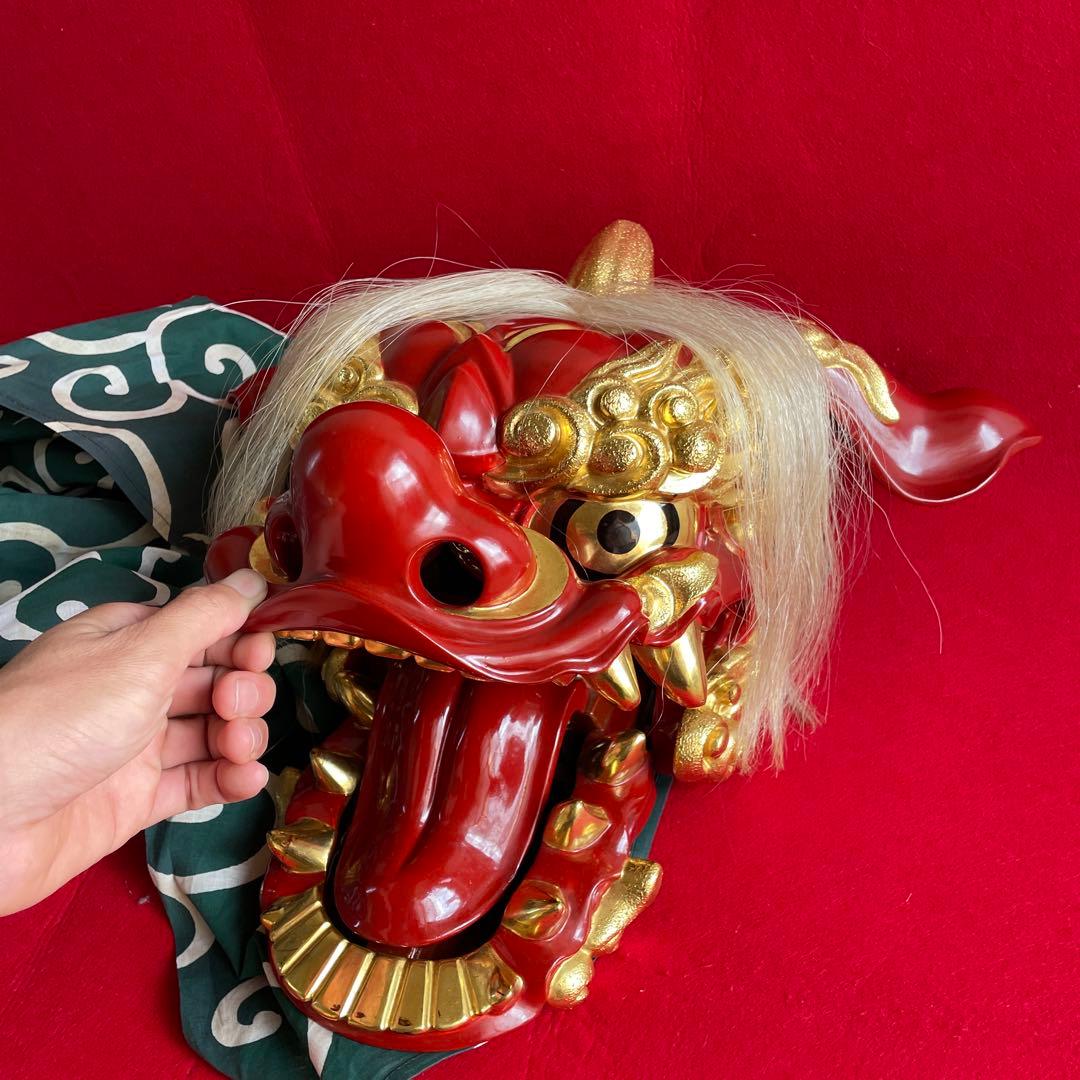 【祭り用】獅子舞 正月 早い者勝 獅子頭 伝統 神楽 木彫