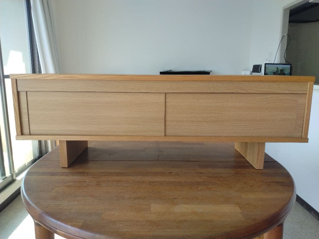 【訳あり美品】MUJI無印良品 オーク材テレビ台110cm/引戸AVラックボード