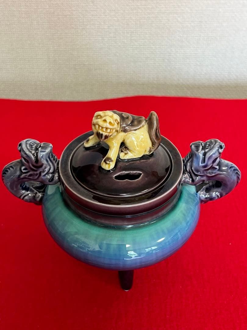 人間国宝 柳雨軒 三代 徳田八十吉(正彦銘) 彩釉 香炉 管理T212