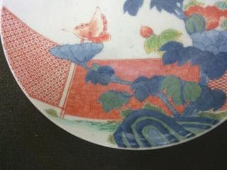 インテリア！【鍋島皿　花鳥文色絵皿　観賞　骨董木箱・ｋ42 】陶磁器 鉢丼　収集