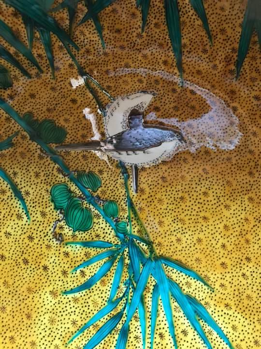 九谷焼 飾り皿 吉田屋双鳥