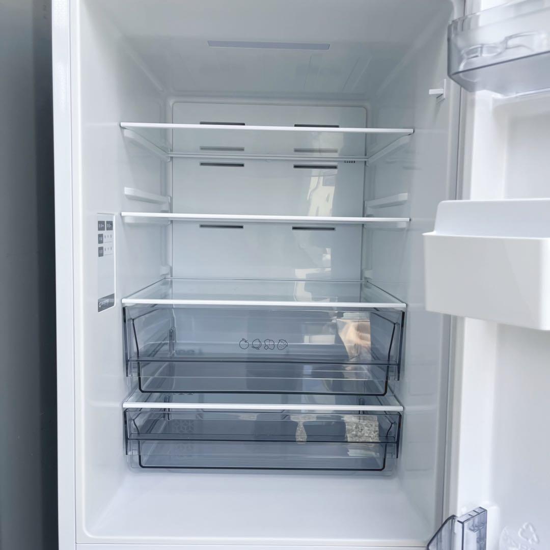 取付無料！フロスト調ガラスドアシンプルホワイトインテリア大きめ冷蔵庫！洗濯機