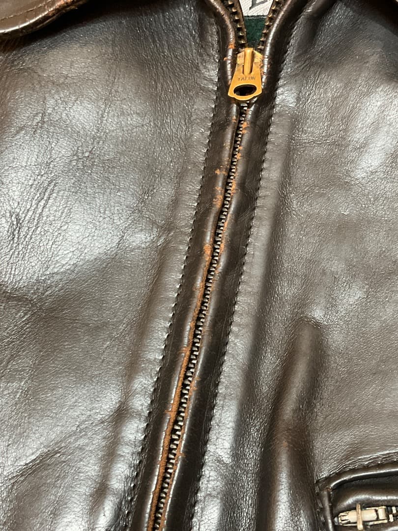 エアロレザー 飛行機タグ 90s ハーフベルテッド ホースハイド ライダース