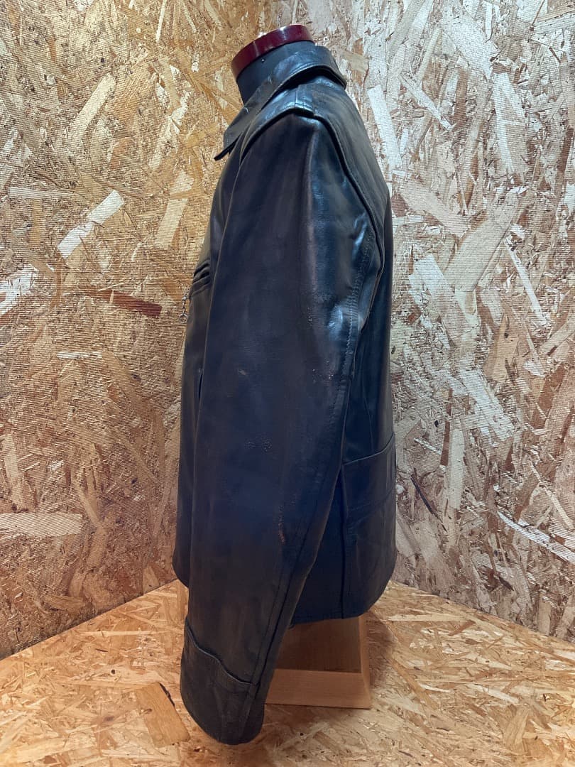 エアロレザー 飛行機タグ 90s ハーフベルテッド ホースハイド ライダース