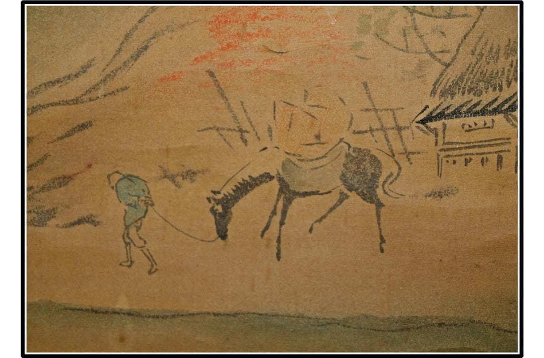 日本時代の掛け軸その肉筆保証　激安骨董品　※江戸鎌倉平安 X1064C16-8