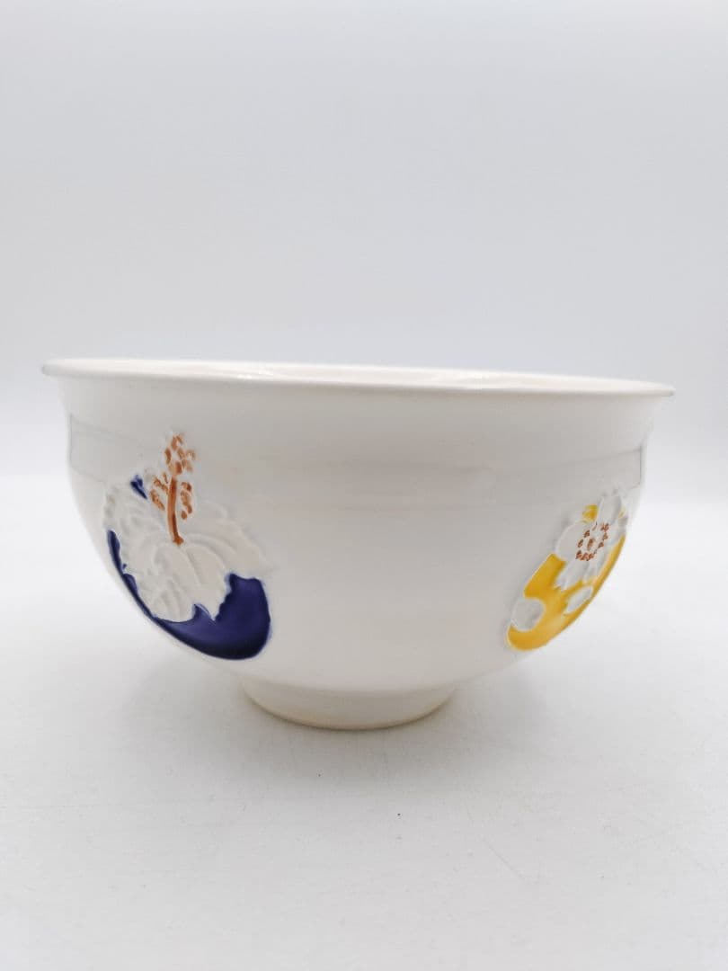 b422 茶碗 交趾 5色花丸紋 南山窯 木箱 茶道具 古物