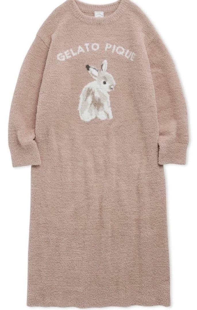 【専用】新品　ラビットジャガードワンピース　ジェラートピケ　ルームウェア　うさぎ