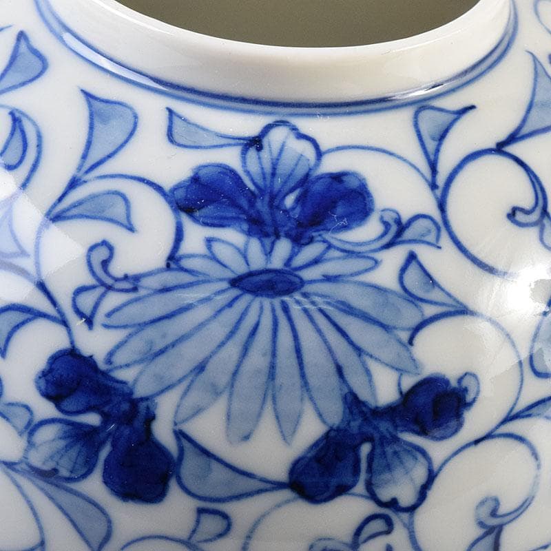 茶道具　古陶園　竹鳳窯　伊藤伊平作　染付菊唐草文　茶壺　共布共箱　V　8013