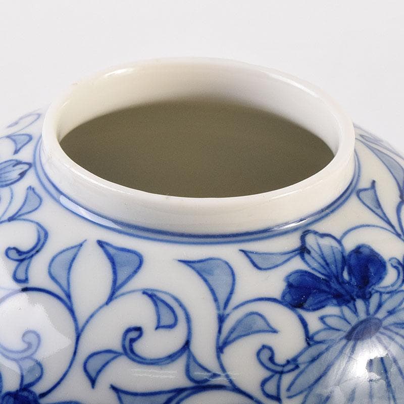 茶道具　古陶園　竹鳳窯　伊藤伊平作　染付菊唐草文　茶壺　共布共箱　V　8013