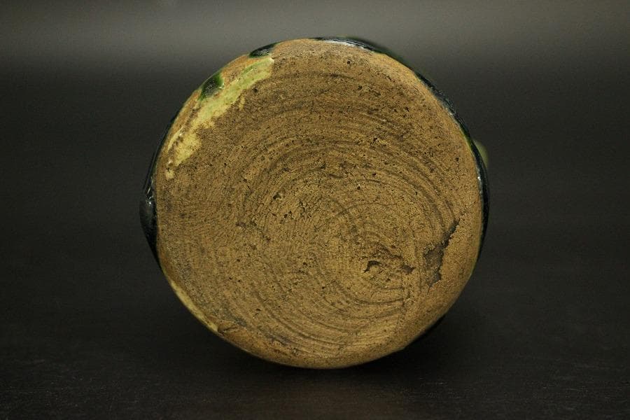 古美術 茶道具 青織部 時代 茶入(A776)