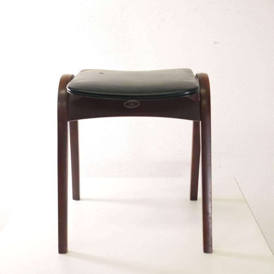 値下秋田木工 IDC大塚 No.202 剣持勇 スタッキングスツール 黒PVC⑦