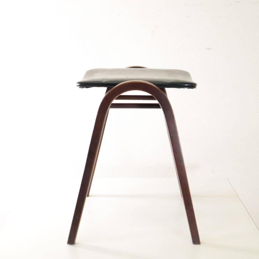 値下秋田木工 IDC大塚 No.202 剣持勇 スタッキングスツール 黒PVC⑦