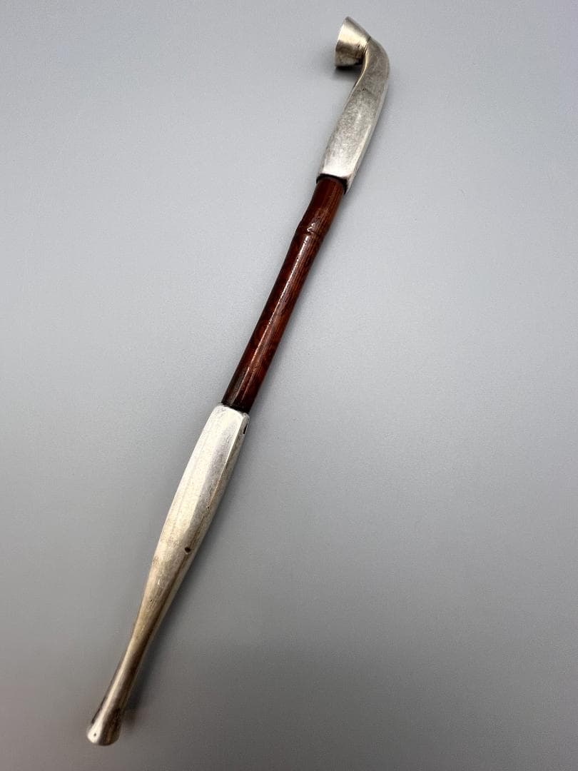 【海】純銀煙管　四角形　キセル　純刻印　銀細工　アンティーク　重量約38g