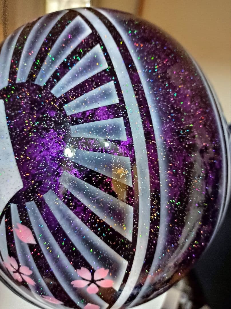 カスタムコルク半　Candyパープル＆ピンクラップ白富士日章　七色ラメ