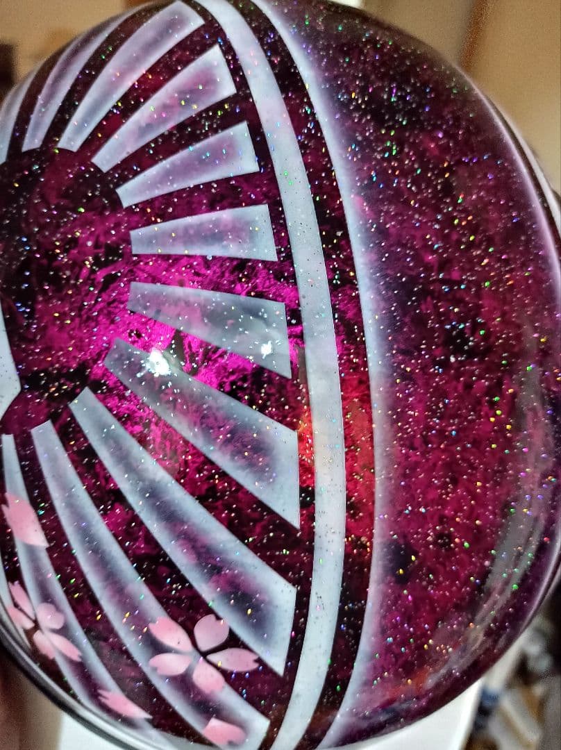 カスタムコルク半　Candyパープル＆ピンクラップ白富士日章　七色ラメ